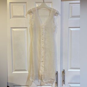 Sheer Cream Button-Down Dress